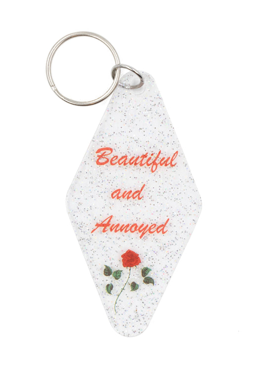 Beautiful and Annoyed Motel Style Key Tag Keychain in Transparent