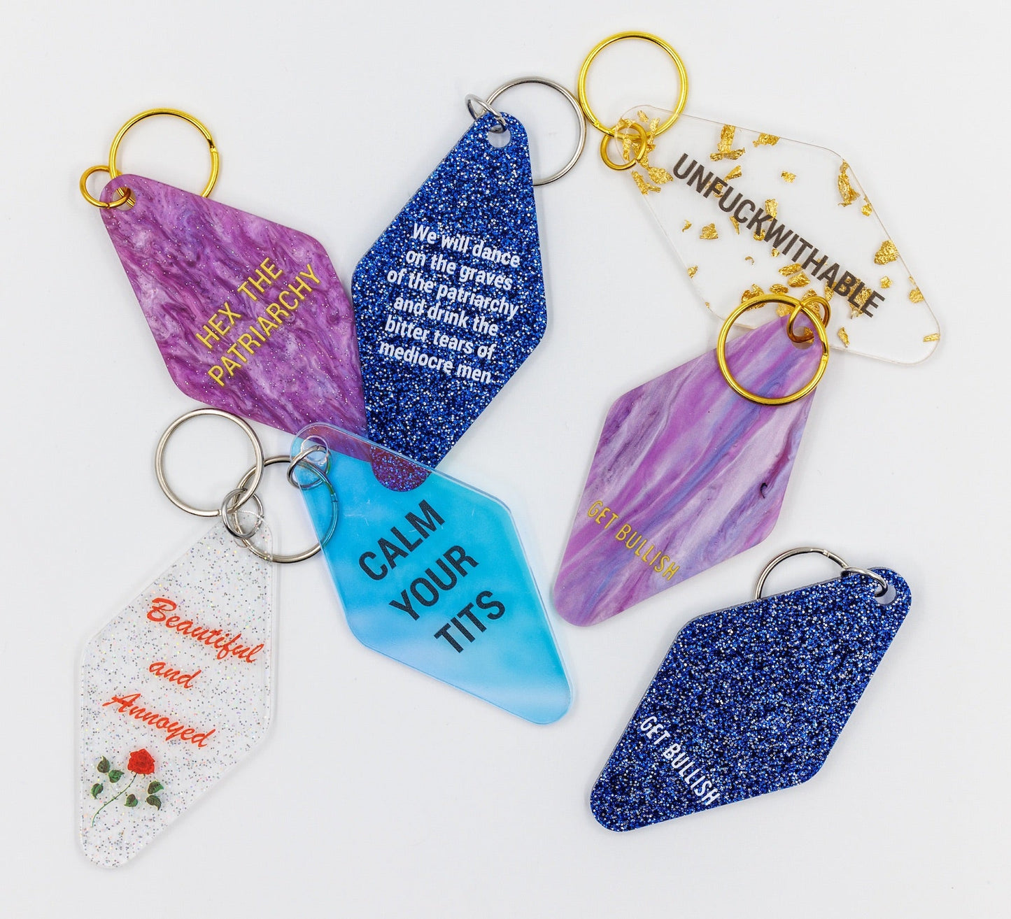 Beautiful and Annoyed Motel Style Key Tag Keychain in Transparent